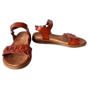 NEW Patrizia by Spring Step Sandal Open Toe Ankle Strap Cognac Size 8 38
